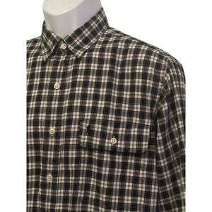 Polo‎ Ralph Lauren Mens Shirt Button Flap Pocket Logo Black White Plaid M